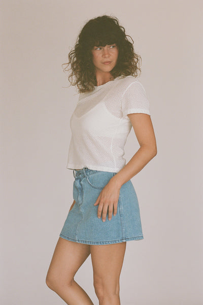 Atlas Denim Mini Skirt | Jungmaven Hemp Clothing & Accessories