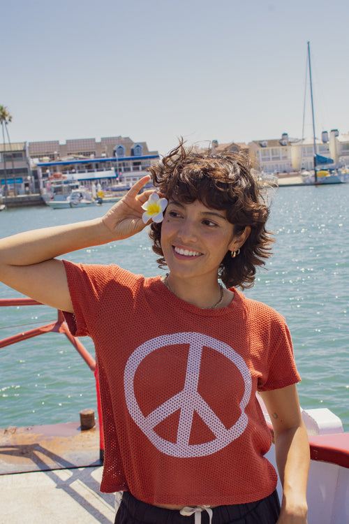 Peace Carmen Mesh Cropped Tee | Jungmaven Hemp Clothing & Accessories / Color: