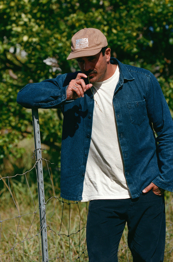 Denim Topanga Shirt | Jungmaven Hemp Clothing & Accessories / Model_desc: Jason is 6'0" wearing  L