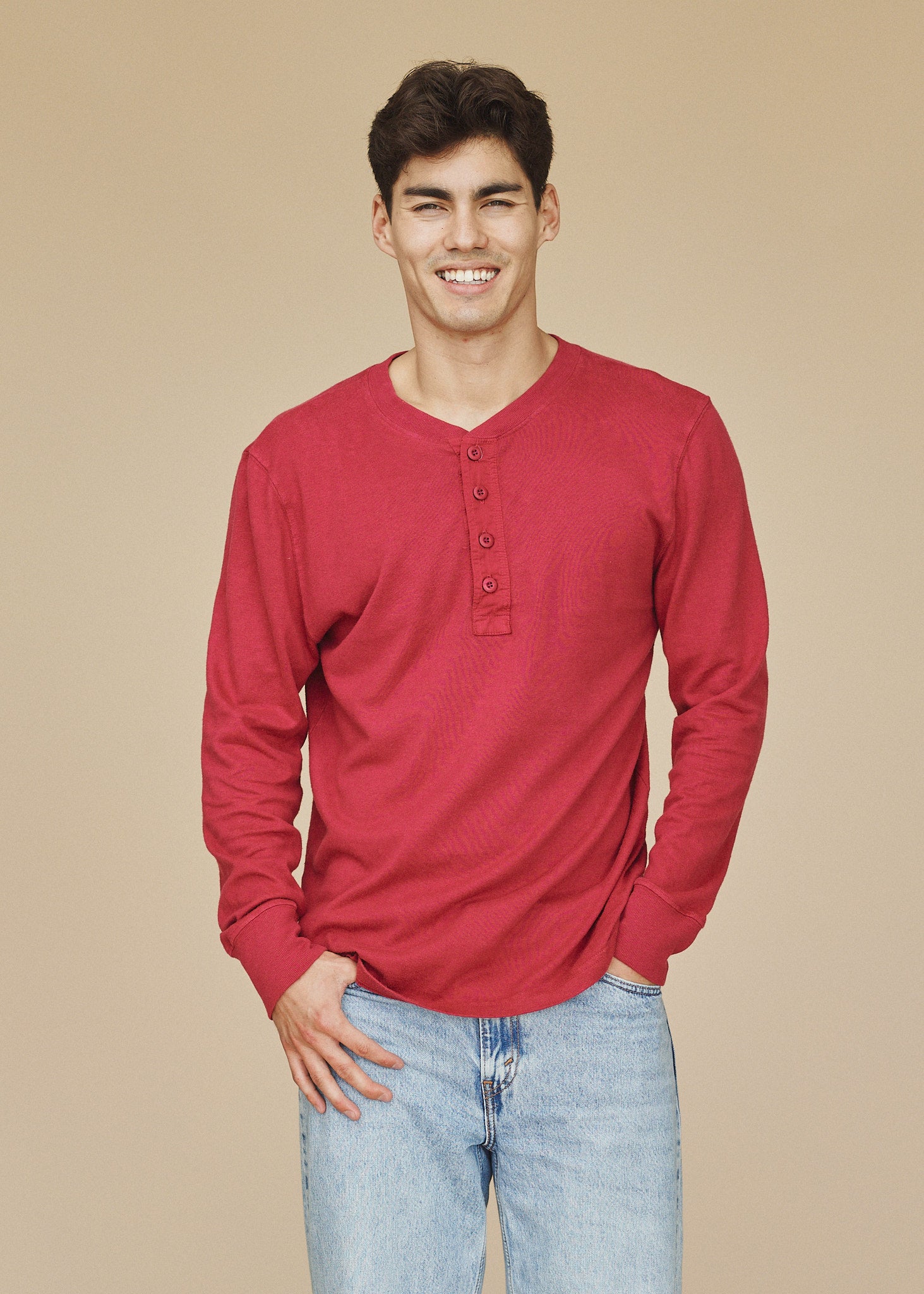 Dry Goods Henley Shirt - Red