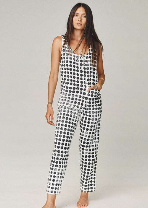 Polka Dot Button Front Jumper | Jungmaven Hemp Clothing & Accessories / model_desc: Nellie is 5’9” wearing S