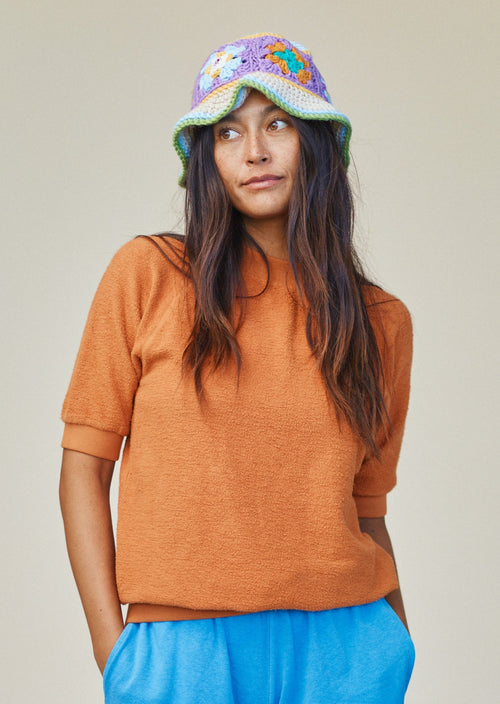 Short Sleeve Raglan Sherpa Sweatshirt | Jungmaven Hemp Clothing & Accessories / model_desc: Tamiko is 5’8” wearing S